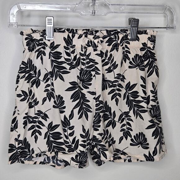 RACHEL ZOE 2 piece Black & Bone White Leaf Print Top & Shorts Set Girls Size 10 - Picture 7 of 9